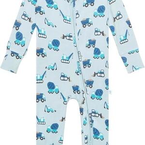 Posh Peanut Blue Construction Cars Tractor Pajamas Baby Convertible Footie 9-12m